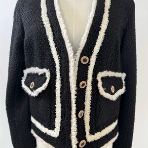 Aqua Black and White Textured Blazer